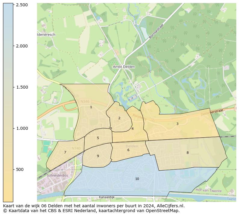 Kaart van de wijk 06 Delden met het aantal inwoners per buurt in 2024. Op deze pagina vind je veel informatie over inwoners (zoals de verdeling naar leeftijdsgroepen, gezinssamenstelling, geslacht, autochtoon of Nederlands met een immigratie achtergrond,...), woningen (aantallen, types, prijs ontwikkeling, gebruik, type eigendom,...) en méér (autobezit, energieverbruik,...)  op basis van open data van het centraal bureau voor de statistiek en diverse andere bronnen!