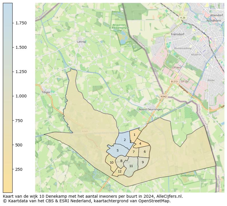 Kaart van de wijk 10 Denekamp met het aantal inwoners per buurt in 2024. Op deze pagina vind je veel informatie over inwoners (zoals de verdeling naar leeftijdsgroepen, gezinssamenstelling, geslacht, autochtoon of Nederlands met een immigratie achtergrond,...), woningen (aantallen, types, prijs ontwikkeling, gebruik, type eigendom,...) en méér (autobezit, energieverbruik,...)  op basis van open data van het centraal bureau voor de statistiek en diverse andere bronnen!