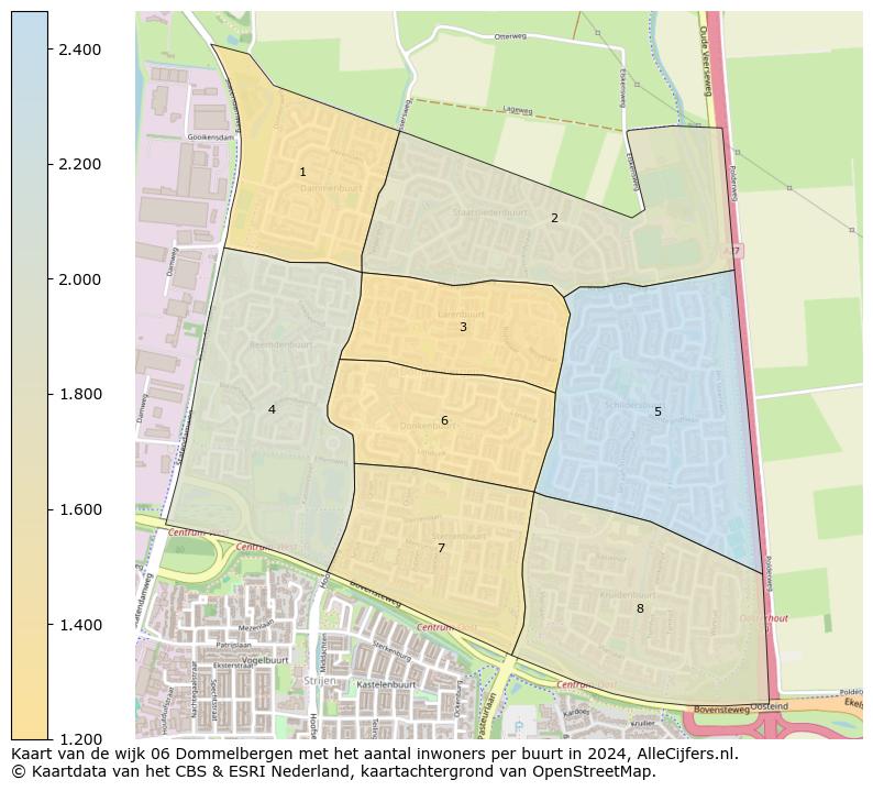 Kaart van de wijk 06 Dommelbergen met het aantal inwoners per buurt in 2024. Op deze pagina vind je veel informatie over inwoners (zoals de verdeling naar leeftijdsgroepen, gezinssamenstelling, geslacht, autochtoon of Nederlands met een immigratie achtergrond,...), woningen (aantallen, types, prijs ontwikkeling, gebruik, type eigendom,...) en méér (autobezit, energieverbruik,...)  op basis van open data van het centraal bureau voor de statistiek en diverse andere bronnen!