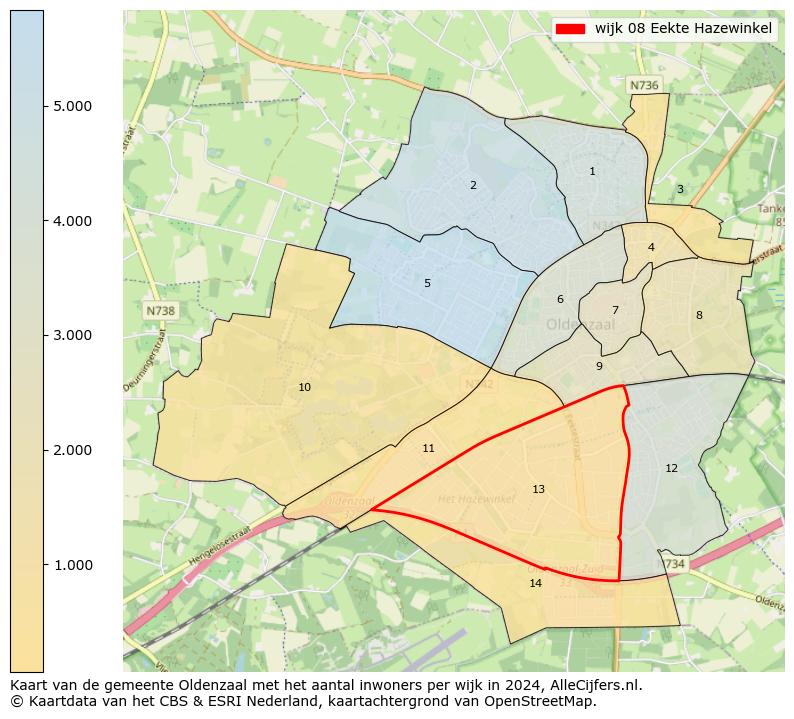 Kaart van de gemeente Oldenzaal met het aantal inwoners per wijk in 2024. Op deze pagina vind je veel informatie over inwoners (zoals de verdeling naar leeftijdsgroepen, gezinssamenstelling, geslacht, autochtoon of Nederlands met een immigratie achtergrond,...), woningen (aantallen, types, prijs ontwikkeling, gebruik, type eigendom,...) en méér (autobezit, energieverbruik,...)  op basis van open data van het centraal bureau voor de statistiek en diverse andere bronnen!