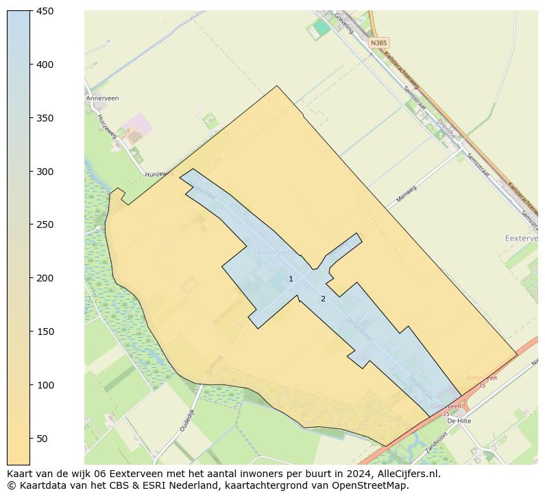 Kaart van de wijk 06 Eexterveen met het aantal inwoners per buurt in 2024. Op deze pagina vind je veel informatie over inwoners (zoals de verdeling naar leeftijdsgroepen, gezinssamenstelling, geslacht, autochtoon of Nederlands met een immigratie achtergrond,...), woningen (aantallen, types, prijs ontwikkeling, gebruik, type eigendom,...) en méér (autobezit, energieverbruik,...)  op basis van open data van het centraal bureau voor de statistiek en diverse andere bronnen!