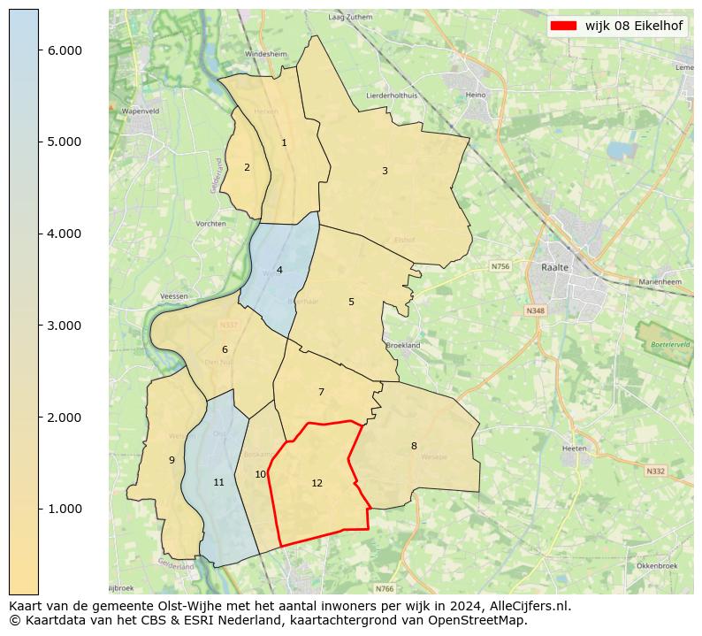 Kaart van de gemeente Olst-Wijhe met het aantal inwoners per wijk in 2024. Op deze pagina vind je veel informatie over inwoners (zoals de verdeling naar leeftijdsgroepen, gezinssamenstelling, geslacht, autochtoon of Nederlands met een immigratie achtergrond,...), woningen (aantallen, types, prijs ontwikkeling, gebruik, type eigendom,...) en méér (autobezit, energieverbruik,...)  op basis van open data van het centraal bureau voor de statistiek en diverse andere bronnen!