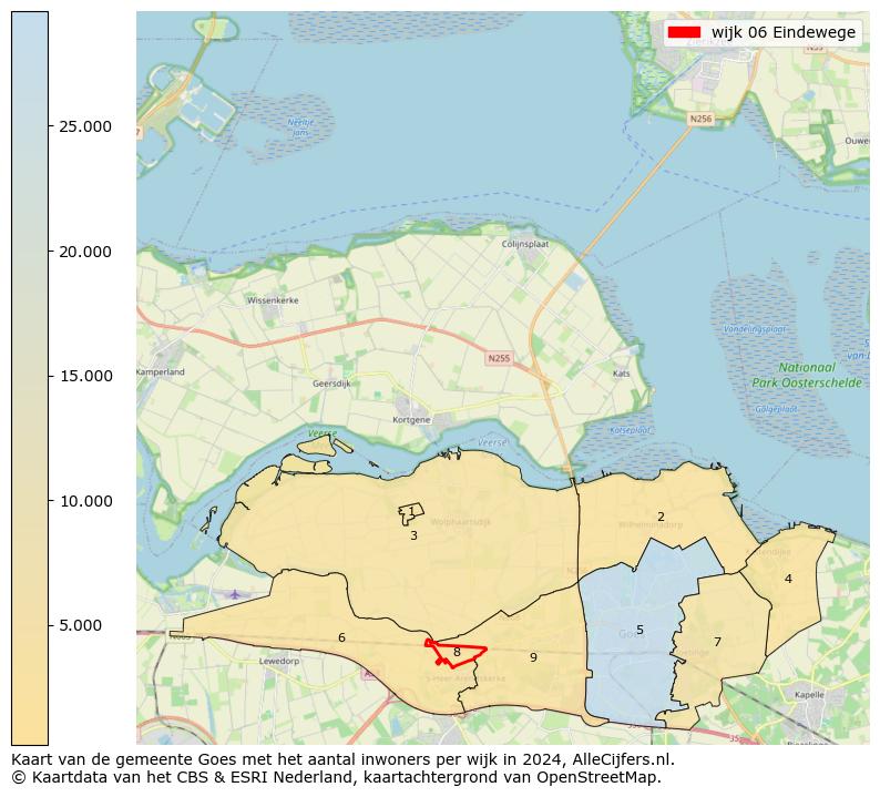 Kaart van de gemeente Goes met het aantal inwoners per wijk in 2024. Op deze pagina vind je veel informatie over inwoners (zoals de verdeling naar leeftijdsgroepen, gezinssamenstelling, geslacht, autochtoon of Nederlands met een immigratie achtergrond,...), woningen (aantallen, types, prijs ontwikkeling, gebruik, type eigendom,...) en méér (autobezit, energieverbruik,...)  op basis van open data van het Centraal Bureau voor de Statistiek en diverse andere bronnen!