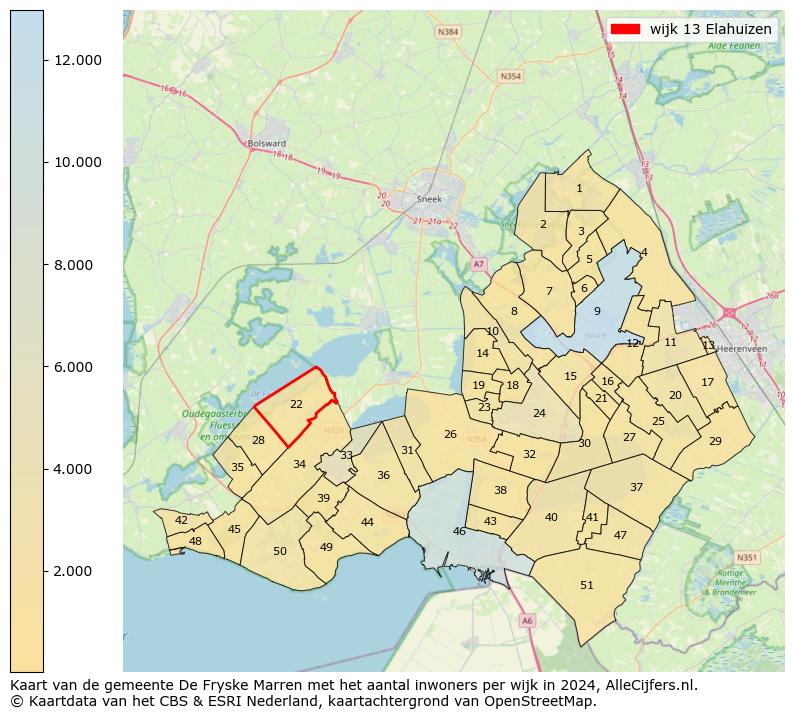 Kaart van de gemeente De Fryske Marren met het aantal inwoners per wijk in 2024. Op deze pagina vind je veel informatie over inwoners (zoals de verdeling naar leeftijdsgroepen, gezinssamenstelling, geslacht, autochtoon of Nederlands met een immigratie achtergrond,...), woningen (aantallen, types, prijs ontwikkeling, gebruik, type eigendom,...) en méér (autobezit, energieverbruik,...)  op basis van open data van het centraal bureau voor de statistiek en diverse andere bronnen!