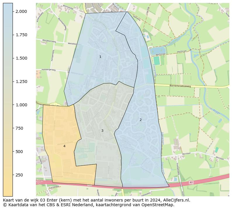 Kaart van de wijk 03 Enter (kern) met het aantal inwoners per buurt in 2024. Op deze pagina vind je veel informatie over inwoners (zoals de verdeling naar leeftijdsgroepen, gezinssamenstelling, geslacht, autochtoon of Nederlands met een immigratie achtergrond,...), woningen (aantallen, types, prijs ontwikkeling, gebruik, type eigendom,...) en méér (autobezit, energieverbruik,...)  op basis van open data van het centraal bureau voor de statistiek en diverse andere bronnen!