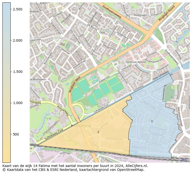 Kaart van de wijk 14 Fatima met het aantal inwoners per buurt in 2024. Op deze pagina vind je veel informatie over inwoners (zoals de verdeling naar leeftijdsgroepen, gezinssamenstelling, geslacht, autochtoon of Nederlands met een immigratie achtergrond,...), woningen (aantallen, types, prijs ontwikkeling, gebruik, type eigendom,...) en méér (autobezit, energieverbruik,...)  op basis van open data van het centraal bureau voor de statistiek en diverse andere bronnen!