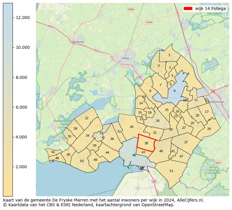 Kaart van de gemeente De Fryske Marren met het aantal inwoners per wijk in 2024. Op deze pagina vind je veel informatie over inwoners (zoals de verdeling naar leeftijdsgroepen, gezinssamenstelling, geslacht, autochtoon of Nederlands met een immigratie achtergrond,...), woningen (aantallen, types, prijs ontwikkeling, gebruik, type eigendom,...) en méér (autobezit, energieverbruik,...)  op basis van open data van het centraal bureau voor de statistiek en diverse andere bronnen!