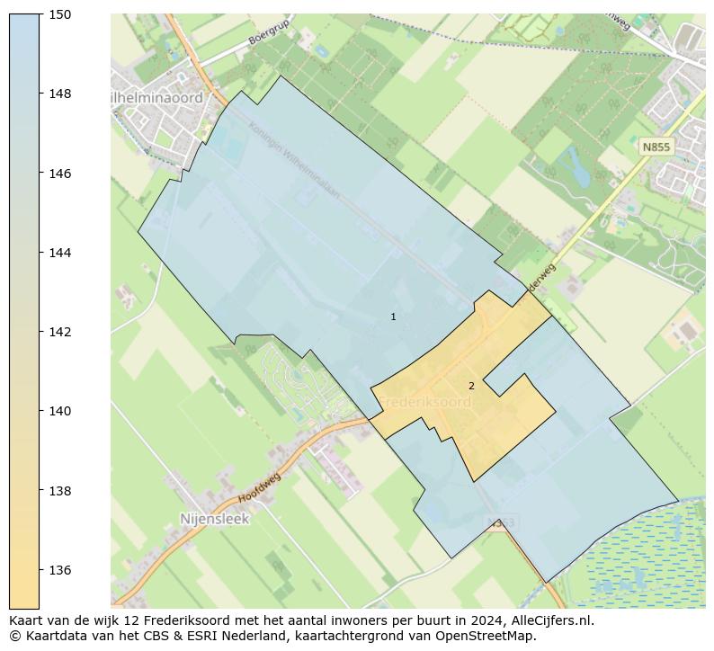 Kaart van de wijk 12 Frederiksoord met het aantal inwoners per buurt in 2024. Op deze pagina vind je veel informatie over inwoners (zoals de verdeling naar leeftijdsgroepen, gezinssamenstelling, geslacht, autochtoon of Nederlands met een immigratie achtergrond,...), woningen (aantallen, types, prijs ontwikkeling, gebruik, type eigendom,...) en méér (autobezit, energieverbruik,...)  op basis van open data van het centraal bureau voor de statistiek en diverse andere bronnen!