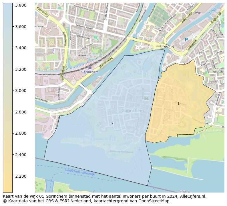 Kaart van de wijk 01 Gorinchem binnenstad met het aantal inwoners per buurt in 2024. Op deze pagina vind je veel informatie over inwoners (zoals de verdeling naar leeftijdsgroepen, gezinssamenstelling, geslacht, autochtoon of Nederlands met een immigratie achtergrond,...), woningen (aantallen, types, prijs ontwikkeling, gebruik, type eigendom,...) en méér (autobezit, energieverbruik,...)  op basis van open data van het centraal bureau voor de statistiek en diverse andere bronnen!