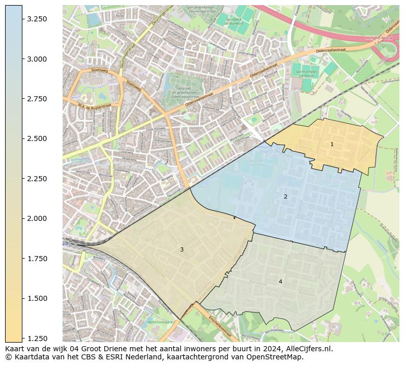 Kaart van de wijk 04 Groot Driene met het aantal inwoners per buurt in 2024. Op deze pagina vind je veel informatie over inwoners (zoals de verdeling naar leeftijdsgroepen, gezinssamenstelling, geslacht, autochtoon of Nederlands met een immigratie achtergrond,...), woningen (aantallen, types, prijs ontwikkeling, gebruik, type eigendom,...) en méér (autobezit, energieverbruik,...)  op basis van open data van het Centraal Bureau voor de Statistiek en diverse andere bronnen!