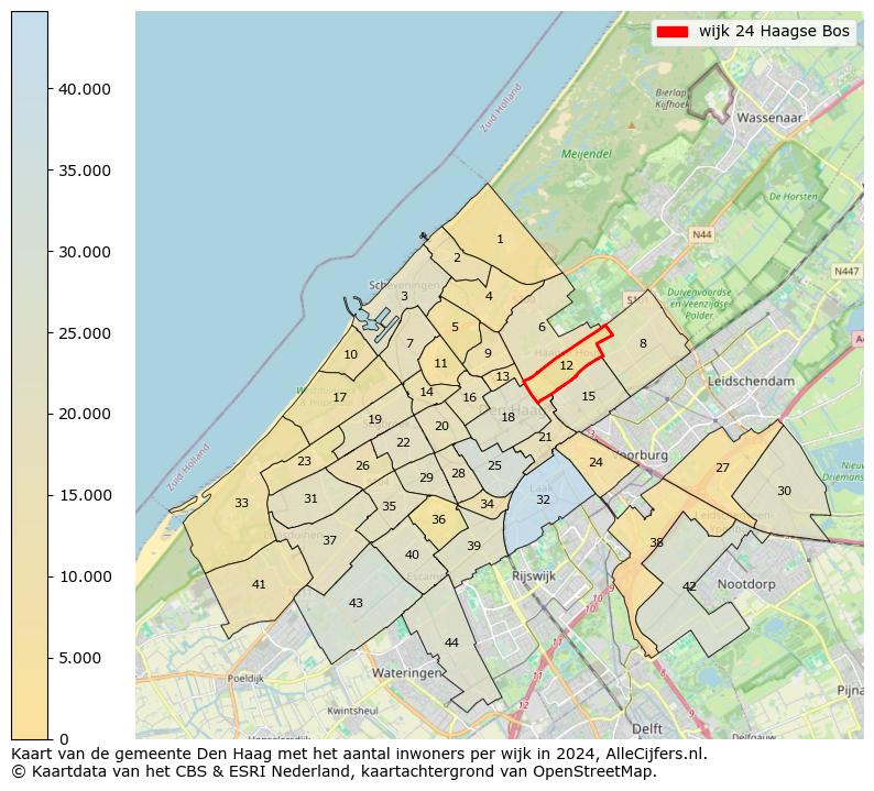 Kaart van de gemeente Den Haag met het aantal inwoners per wijk in 2024. Op deze pagina vind je veel informatie over inwoners (zoals de verdeling naar leeftijdsgroepen, gezinssamenstelling, geslacht, autochtoon of Nederlands met een immigratie achtergrond,...), woningen (aantallen, types, prijs ontwikkeling, gebruik, type eigendom,...) en méér (autobezit, energieverbruik,...)  op basis van open data van het centraal bureau voor de statistiek en diverse andere bronnen!