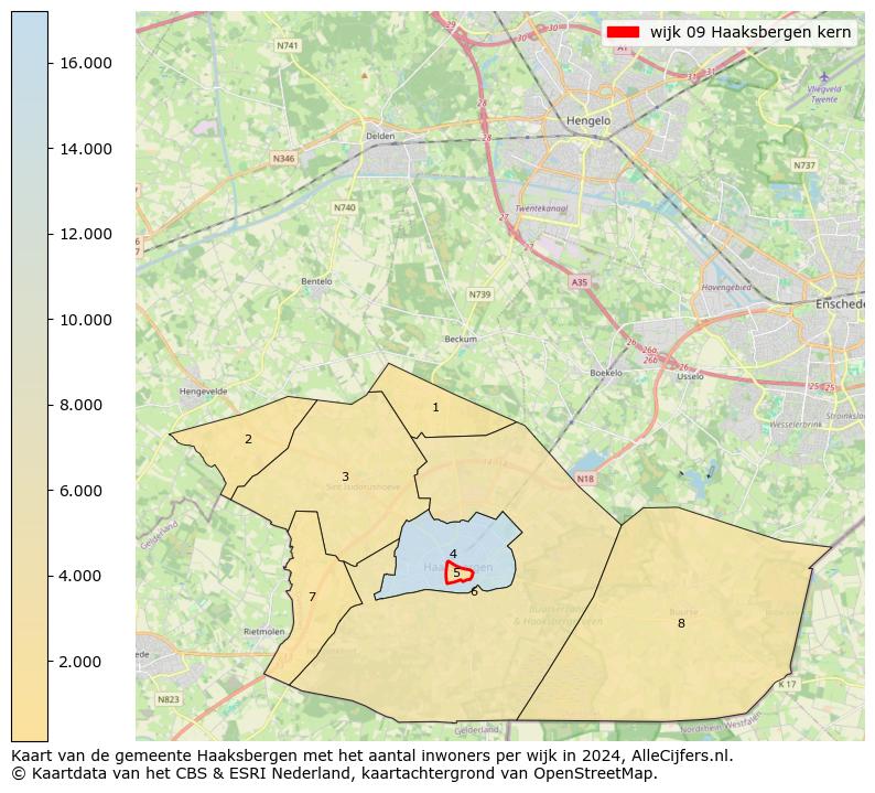 Kaart van de gemeente Haaksbergen met het aantal inwoners per wijk in 2024. Op deze pagina vind je veel informatie over inwoners (zoals de verdeling naar leeftijdsgroepen, gezinssamenstelling, geslacht, autochtoon of Nederlands met een immigratie achtergrond,...), woningen (aantallen, types, prijs ontwikkeling, gebruik, type eigendom,...) en méér (autobezit, energieverbruik,...)  op basis van open data van het centraal bureau voor de statistiek en diverse andere bronnen!