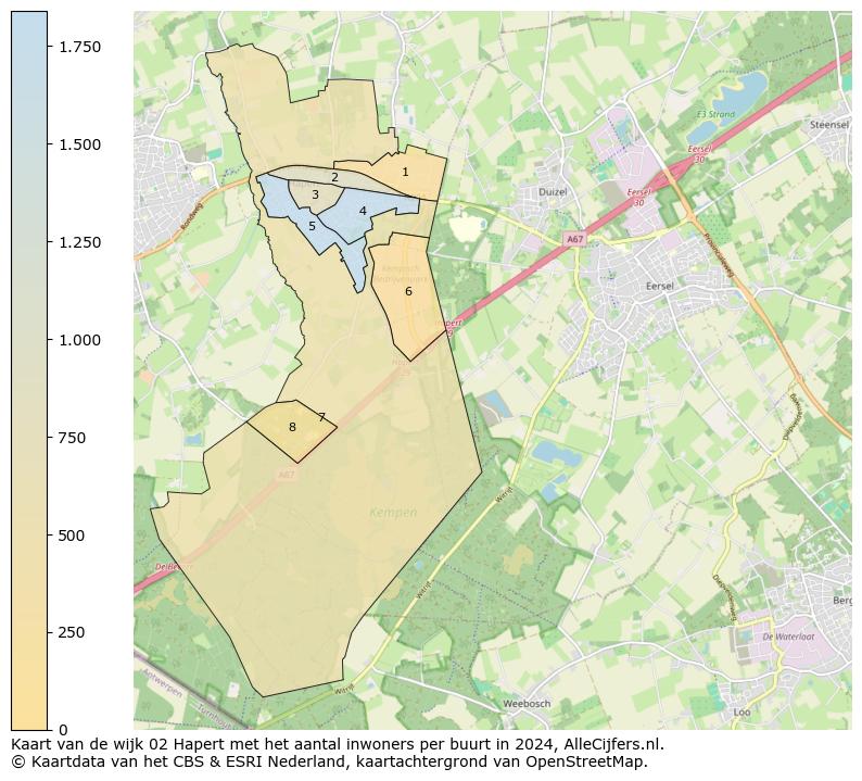 Kaart van de wijk 02 Hapert met het aantal inwoners per buurt in 2024. Op deze pagina vind je veel informatie over inwoners (zoals de verdeling naar leeftijdsgroepen, gezinssamenstelling, geslacht, autochtoon of Nederlands met een immigratie achtergrond,...), woningen (aantallen, types, prijs ontwikkeling, gebruik, type eigendom,...) en méér (autobezit, energieverbruik,...)  op basis van open data van het centraal bureau voor de statistiek en diverse andere bronnen!