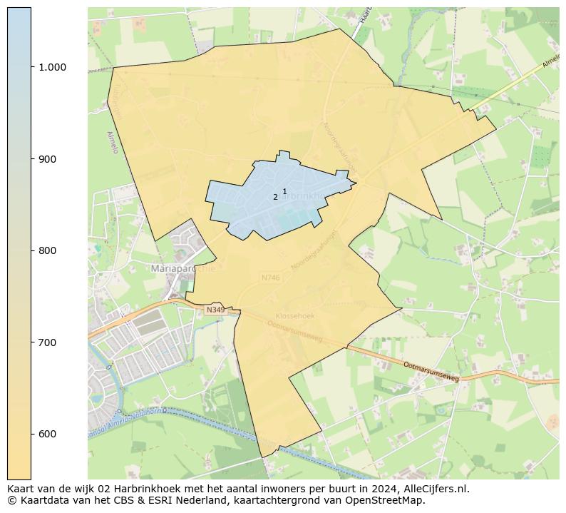 Kaart van de wijk 02 Harbrinkhoek met het aantal inwoners per buurt in 2024. Op deze pagina vind je veel informatie over inwoners (zoals de verdeling naar leeftijdsgroepen, gezinssamenstelling, geslacht, autochtoon of Nederlands met een immigratie achtergrond,...), woningen (aantallen, types, prijs ontwikkeling, gebruik, type eigendom,...) en méér (autobezit, energieverbruik,...)  op basis van open data van het centraal bureau voor de statistiek en diverse andere bronnen!