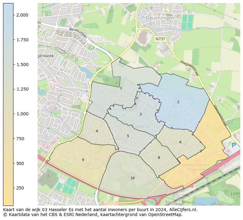 Kaart van de wijk 03 Hasseler Es met het aantal inwoners per buurt in 2024. Op deze pagina vind je veel informatie over inwoners (zoals de verdeling naar leeftijdsgroepen, gezinssamenstelling, geslacht, autochtoon of Nederlands met een immigratie achtergrond,...), woningen (aantallen, types, prijs ontwikkeling, gebruik, type eigendom,...) en méér (autobezit, energieverbruik,...)  op basis van open data van het centraal bureau voor de statistiek en diverse andere bronnen!