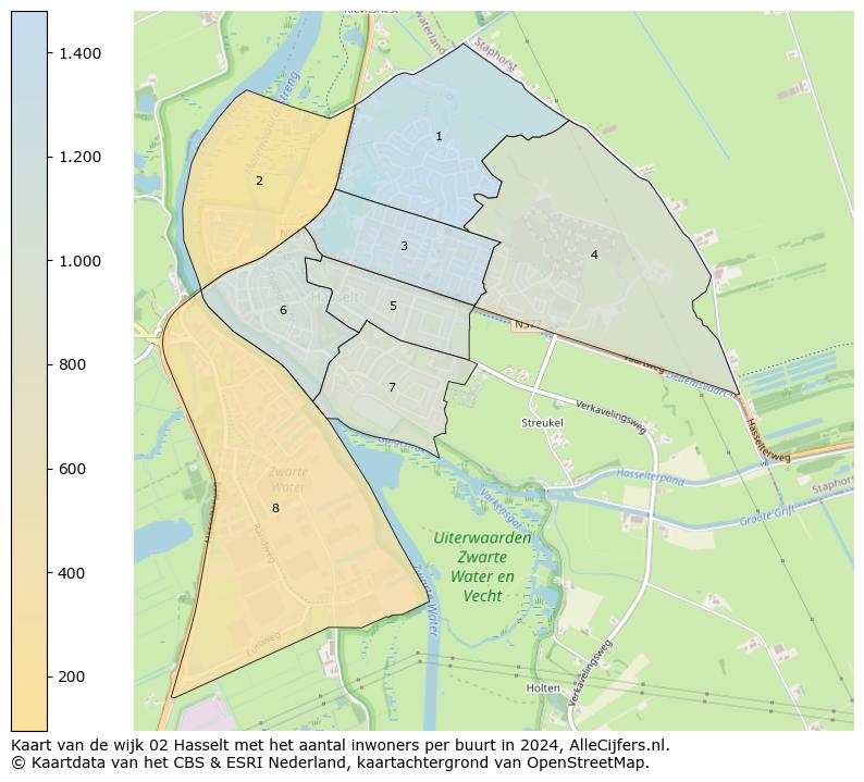 Kaart van de wijk 02 Hasselt met het aantal inwoners per buurt in 2024. Op deze pagina vind je veel informatie over inwoners (zoals de verdeling naar leeftijdsgroepen, gezinssamenstelling, geslacht, autochtoon of Nederlands met een immigratie achtergrond,...), woningen (aantallen, types, prijs ontwikkeling, gebruik, type eigendom,...) en méér (autobezit, energieverbruik,...)  op basis van open data van het centraal bureau voor de statistiek en diverse andere bronnen!