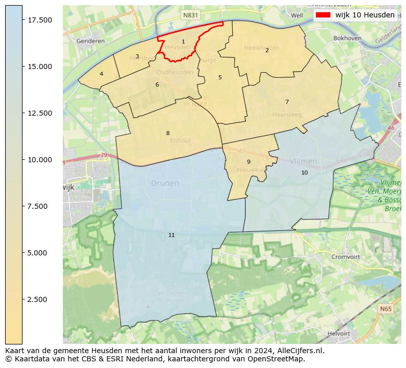 Kaart van de gemeente Heusden met het aantal inwoners per wijk in 2024. Op deze pagina vind je veel informatie over inwoners (zoals de verdeling naar leeftijdsgroepen, gezinssamenstelling, geslacht, autochtoon of Nederlands met een immigratie achtergrond,...), woningen (aantallen, types, prijs ontwikkeling, gebruik, type eigendom,...) en méér (autobezit, energieverbruik,...)  op basis van open data van het centraal bureau voor de statistiek en diverse andere bronnen!