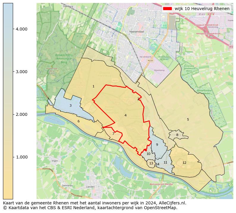 Kaart van de gemeente Rhenen met het aantal inwoners per wijk in 2024. Op deze pagina vind je veel informatie over inwoners (zoals de verdeling naar leeftijdsgroepen, gezinssamenstelling, geslacht, autochtoon of Nederlands met een immigratie achtergrond,...), woningen (aantallen, types, prijs ontwikkeling, gebruik, type eigendom,...) en méér (autobezit, energieverbruik,...)  op basis van open data van het centraal bureau voor de statistiek en diverse andere bronnen!