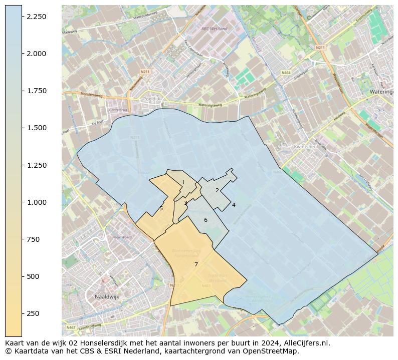 Kaart van de wijk 02 Honselersdijk met het aantal inwoners per buurt in 2024. Op deze pagina vind je veel informatie over inwoners (zoals de verdeling naar leeftijdsgroepen, gezinssamenstelling, geslacht, autochtoon of Nederlands met een immigratie achtergrond,...), woningen (aantallen, types, prijs ontwikkeling, gebruik, type eigendom,...) en méér (autobezit, energieverbruik,...)  op basis van open data van het centraal bureau voor de statistiek en diverse andere bronnen!