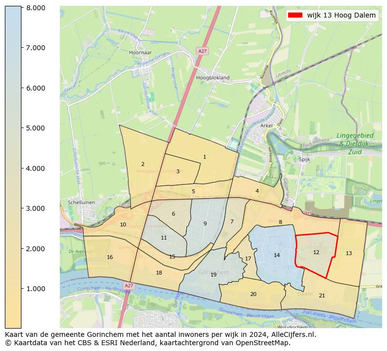 Kaart van de gemeente Gorinchem met het aantal inwoners per wijk in 2024. Op deze pagina vind je veel informatie over inwoners (zoals de verdeling naar leeftijdsgroepen, gezinssamenstelling, geslacht, autochtoon of Nederlands met een immigratie achtergrond,...), woningen (aantallen, types, prijs ontwikkeling, gebruik, type eigendom,...) en méér (autobezit, energieverbruik,...)  op basis van open data van het Centraal Bureau voor de Statistiek en diverse andere bronnen!