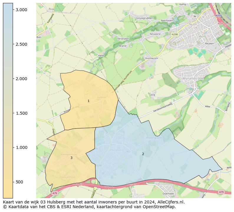 Kaart van de wijk 03 Hulsberg met het aantal inwoners per buurt in 2024. Op deze pagina vind je veel informatie over inwoners (zoals de verdeling naar leeftijdsgroepen, gezinssamenstelling, geslacht, autochtoon of Nederlands met een immigratie achtergrond,...), woningen (aantallen, types, prijs ontwikkeling, gebruik, type eigendom,...) en méér (autobezit, energieverbruik,...)  op basis van open data van het centraal bureau voor de statistiek en diverse andere bronnen!