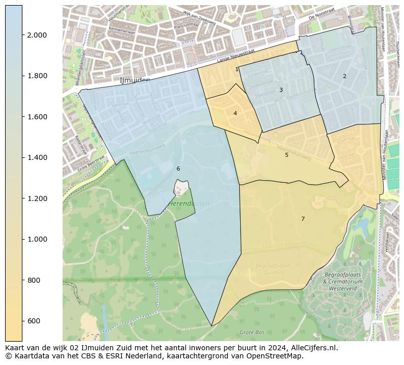 Kaart van de wijk 02 IJmuiden Zuid met het aantal inwoners per buurt in 2024. Op deze pagina vind je veel informatie over inwoners (zoals de verdeling naar leeftijdsgroepen, gezinssamenstelling, geslacht, autochtoon of Nederlands met een immigratie achtergrond,...), woningen (aantallen, types, prijs ontwikkeling, gebruik, type eigendom,...) en méér (autobezit, energieverbruik,...)  op basis van open data van het centraal bureau voor de statistiek en diverse andere bronnen!