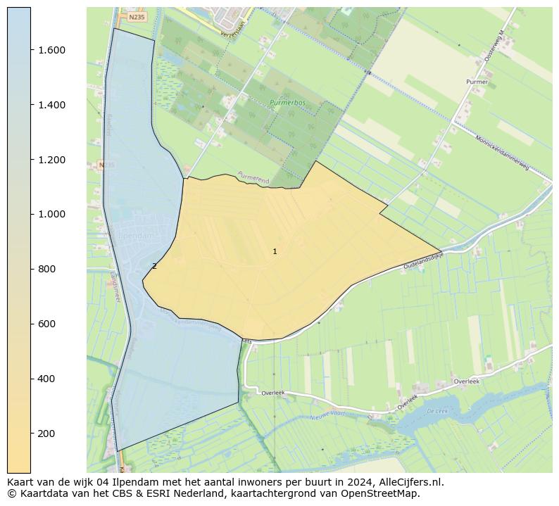 Kaart van de wijk 04 Ilpendam met het aantal inwoners per buurt in 2024. Op deze pagina vind je veel informatie over inwoners (zoals de verdeling naar leeftijdsgroepen, gezinssamenstelling, geslacht, autochtoon of Nederlands met een immigratie achtergrond,...), woningen (aantallen, types, prijs ontwikkeling, gebruik, type eigendom,...) en méér (autobezit, energieverbruik,...)  op basis van open data van het centraal bureau voor de statistiek en diverse andere bronnen!