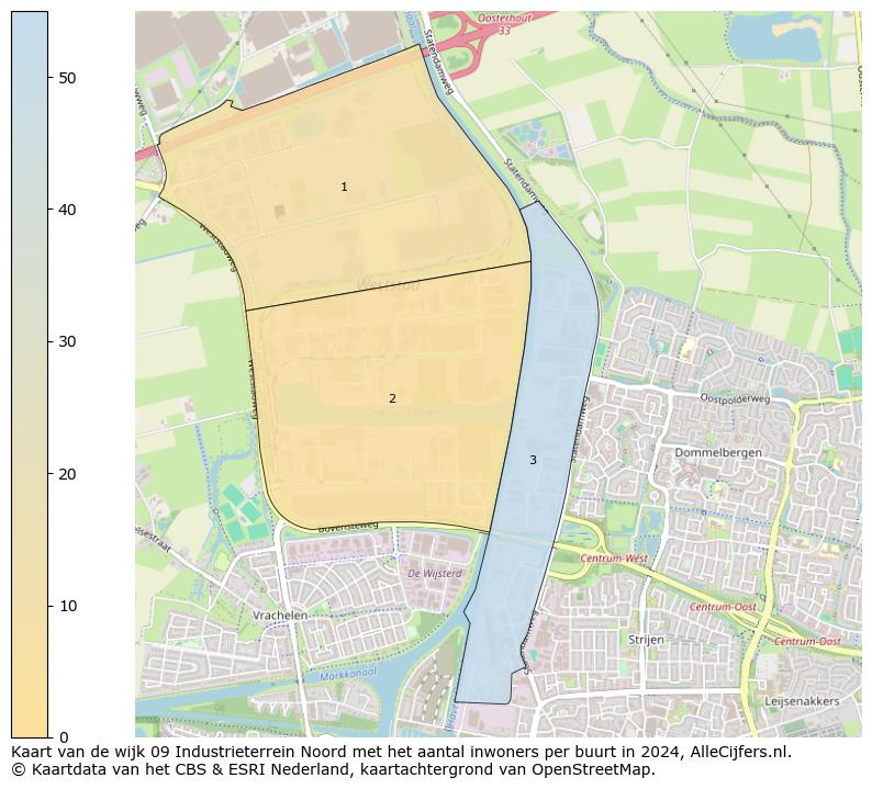 Kaart van de wijk 09 Industrieterrein Noord met het aantal inwoners per buurt in 2024. Op deze pagina vind je veel informatie over inwoners (zoals de verdeling naar leeftijdsgroepen, gezinssamenstelling, geslacht, autochtoon of Nederlands met een immigratie achtergrond,...), woningen (aantallen, types, prijs ontwikkeling, gebruik, type eigendom,...) en méér (autobezit, energieverbruik,...)  op basis van open data van het centraal bureau voor de statistiek en diverse andere bronnen!