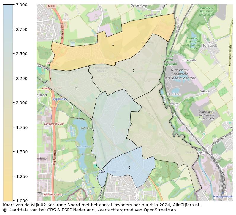 Kaart van de wijk 02 Kerkrade Noord met het aantal inwoners per buurt in 2024. Op deze pagina vind je veel informatie over inwoners (zoals de verdeling naar leeftijdsgroepen, gezinssamenstelling, geslacht, autochtoon of Nederlands met een immigratie achtergrond,...), woningen (aantallen, types, prijs ontwikkeling, gebruik, type eigendom,...) en méér (autobezit, energieverbruik,...)  op basis van open data van het centraal bureau voor de statistiek en diverse andere bronnen!