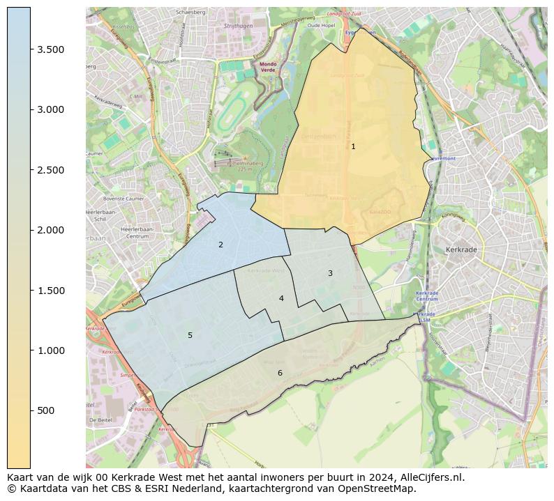 Kaart van de wijk 00 Kerkrade West met het aantal inwoners per buurt in 2024. Op deze pagina vind je veel informatie over inwoners (zoals de verdeling naar leeftijdsgroepen, gezinssamenstelling, geslacht, autochtoon of Nederlands met een immigratie achtergrond,...), woningen (aantallen, types, prijs ontwikkeling, gebruik, type eigendom,...) en méér (autobezit, energieverbruik,...)  op basis van open data van het centraal bureau voor de statistiek en diverse andere bronnen!