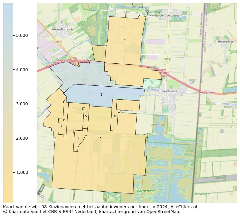 Kaart van de wijk 08 Klazienaveen met het aantal inwoners per buurt in 2024. Op deze pagina vind je veel informatie over inwoners (zoals de verdeling naar leeftijdsgroepen, gezinssamenstelling, geslacht, autochtoon of Nederlands met een immigratie achtergrond,...), woningen (aantallen, types, prijs ontwikkeling, gebruik, type eigendom,...) en méér (autobezit, energieverbruik,...)  op basis van open data van het centraal bureau voor de statistiek en diverse andere bronnen!