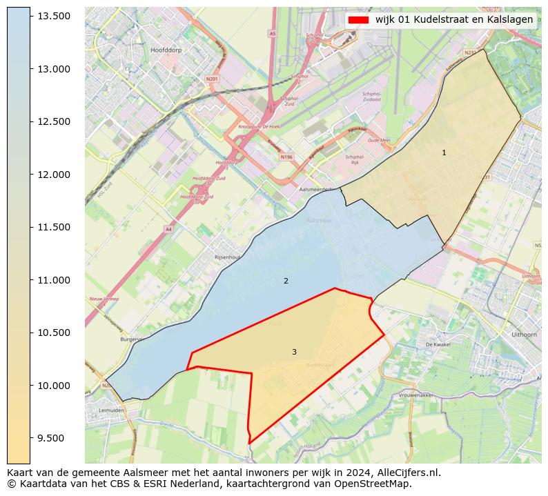 Kaart van de gemeente Aalsmeer met het aantal inwoners per wijk in 2024. Op deze pagina vind je veel informatie over inwoners (zoals de verdeling naar leeftijdsgroepen, gezinssamenstelling, geslacht, autochtoon of Nederlands met een immigratie achtergrond,...), woningen (aantallen, types, prijs ontwikkeling, gebruik, type eigendom,...) en méér (autobezit, energieverbruik,...)  op basis van open data van het centraal bureau voor de statistiek en diverse andere bronnen!