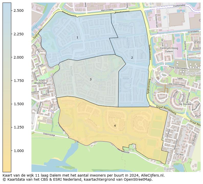 Kaart van de wijk 11 laag Dalem met het aantal inwoners per buurt in 2024. Op deze pagina vind je veel informatie over inwoners (zoals de verdeling naar leeftijdsgroepen, gezinssamenstelling, geslacht, autochtoon of Nederlands met een immigratie achtergrond,...), woningen (aantallen, types, prijs ontwikkeling, gebruik, type eigendom,...) en méér (autobezit, energieverbruik,...)  op basis van open data van het Centraal Bureau voor de Statistiek en diverse andere bronnen!