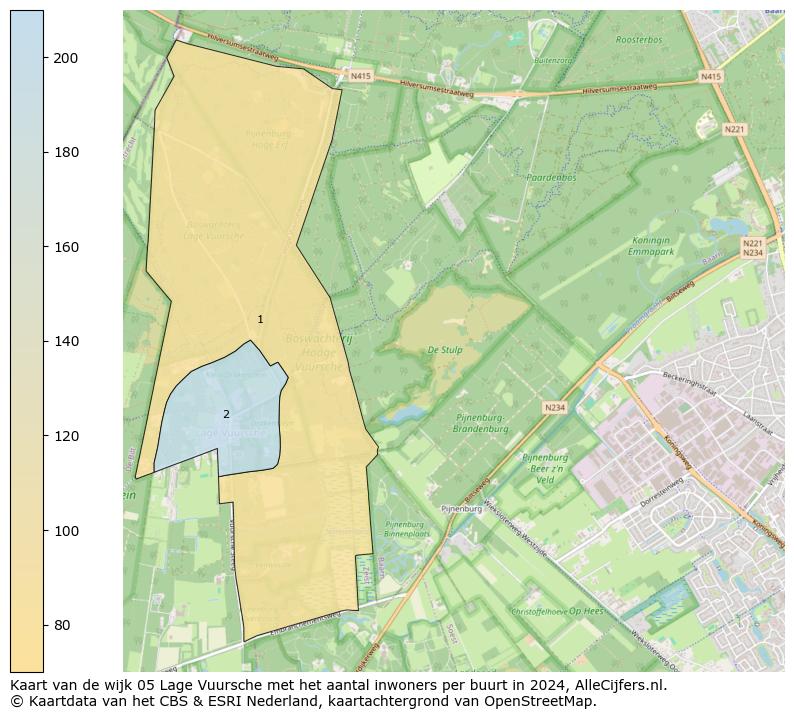 Kaart van de wijk 05 Lage Vuursche met het aantal inwoners per buurt in 2024. Op deze pagina vind je veel informatie over inwoners (zoals de verdeling naar leeftijdsgroepen, gezinssamenstelling, geslacht, autochtoon of Nederlands met een immigratie achtergrond,...), woningen (aantallen, types, prijs ontwikkeling, gebruik, type eigendom,...) en méér (autobezit, energieverbruik,...)  op basis van open data van het centraal bureau voor de statistiek en diverse andere bronnen!