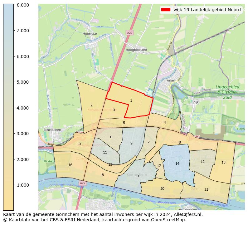 Kaart van de gemeente Gorinchem met het aantal inwoners per wijk in 2024. Op deze pagina vind je veel informatie over inwoners (zoals de verdeling naar leeftijdsgroepen, gezinssamenstelling, geslacht, autochtoon of Nederlands met een immigratie achtergrond,...), woningen (aantallen, types, prijs ontwikkeling, gebruik, type eigendom,...) en méér (autobezit, energieverbruik,...)  op basis van open data van het Centraal Bureau voor de Statistiek en diverse andere bronnen!