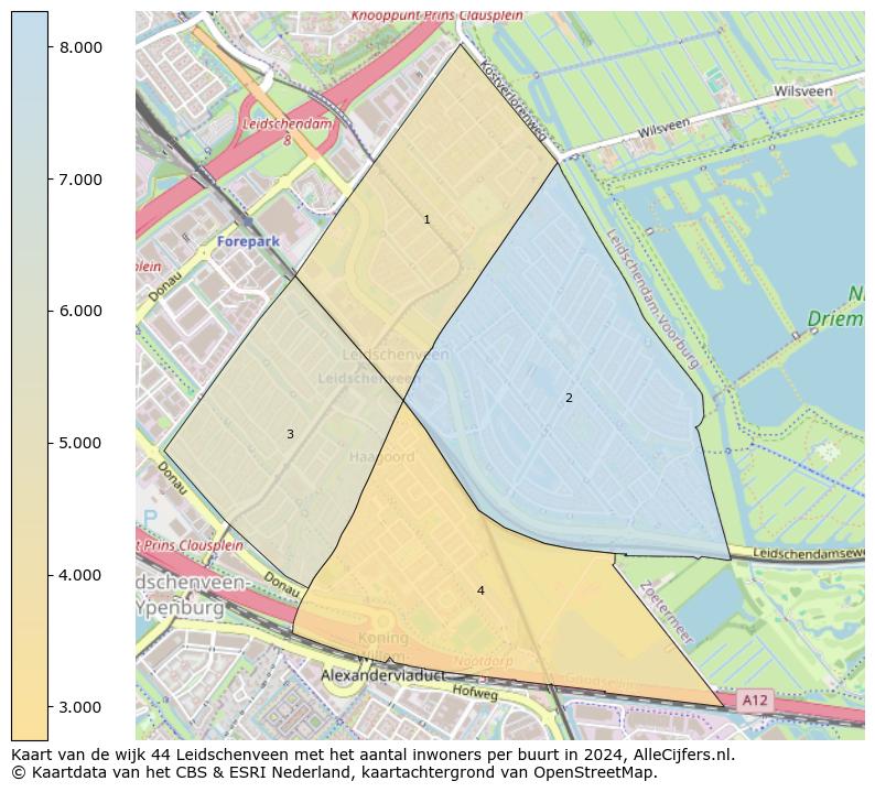 Kaart van de wijk 44 Leidschenveen met het aantal inwoners per buurt in 2024. Op deze pagina vind je veel informatie over inwoners (zoals de verdeling naar leeftijdsgroepen, gezinssamenstelling, geslacht, autochtoon of Nederlands met een immigratie achtergrond,...), woningen (aantallen, types, prijs ontwikkeling, gebruik, type eigendom,...) en méér (autobezit, energieverbruik,...)  op basis van open data van het centraal bureau voor de statistiek en diverse andere bronnen!