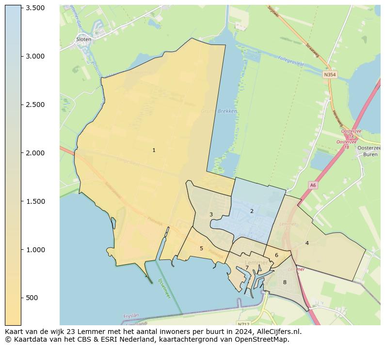 Kaart van de wijk 23 Lemmer met het aantal inwoners per buurt in 2024. Op deze pagina vind je veel informatie over inwoners (zoals de verdeling naar leeftijdsgroepen, gezinssamenstelling, geslacht, autochtoon of Nederlands met een immigratie achtergrond,...), woningen (aantallen, types, prijs ontwikkeling, gebruik, type eigendom,...) en méér (autobezit, energieverbruik,...)  op basis van open data van het centraal bureau voor de statistiek en diverse andere bronnen!