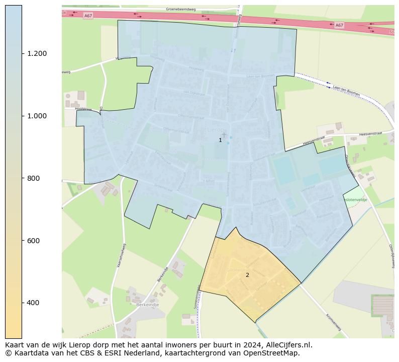 Kaart van de wijk Lierop dorp met het aantal inwoners per buurt in 2024. Op deze pagina vind je veel informatie over inwoners (zoals de verdeling naar leeftijdsgroepen, gezinssamenstelling, geslacht, autochtoon of Nederlands met een immigratie achtergrond,...), woningen (aantallen, types, prijs ontwikkeling, gebruik, type eigendom,...) en méér (autobezit, energieverbruik,...)  op basis van open data van het centraal bureau voor de statistiek en diverse andere bronnen!