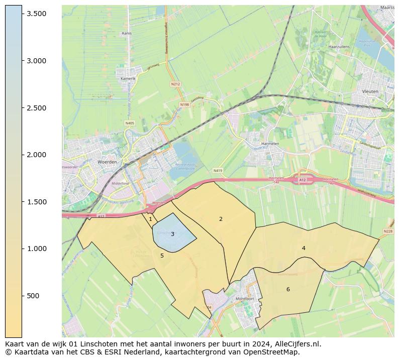 Kaart van de wijk 01 Linschoten met het aantal inwoners per buurt in 2024. Op deze pagina vind je veel informatie over inwoners (zoals de verdeling naar leeftijdsgroepen, gezinssamenstelling, geslacht, autochtoon of Nederlands met een immigratie achtergrond,...), woningen (aantallen, types, prijs ontwikkeling, gebruik, type eigendom,...) en méér (autobezit, energieverbruik,...)  op basis van open data van het Centraal Bureau voor de Statistiek en diverse andere bronnen!