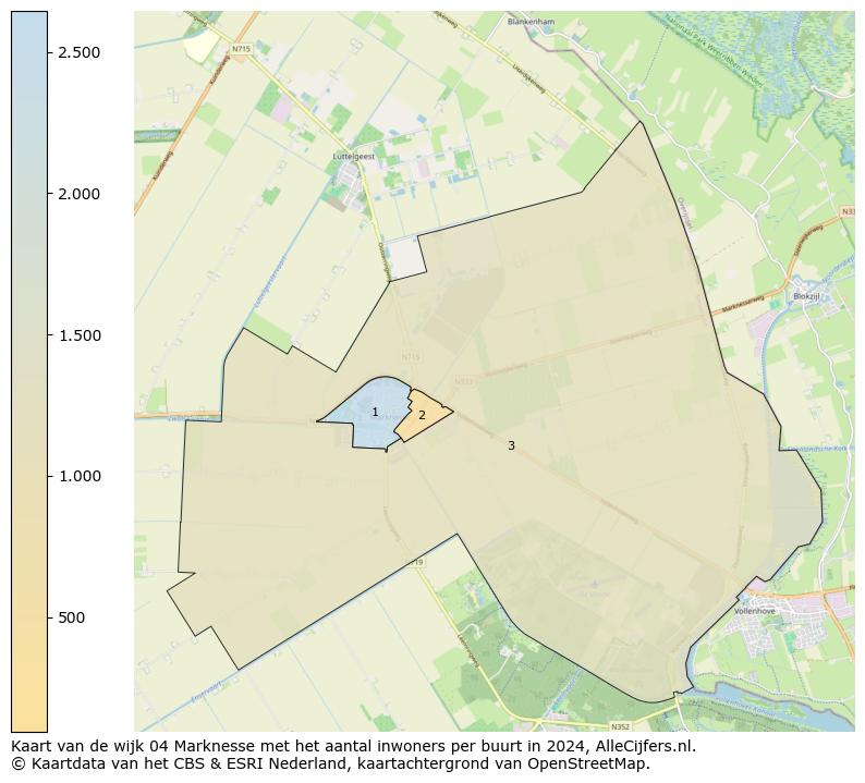 Kaart van de wijk 04 Marknesse met het aantal inwoners per buurt in 2024. Op deze pagina vind je veel informatie over inwoners (zoals de verdeling naar leeftijdsgroepen, gezinssamenstelling, geslacht, autochtoon of Nederlands met een immigratie achtergrond,...), woningen (aantallen, types, prijs ontwikkeling, gebruik, type eigendom,...) en méér (autobezit, energieverbruik,...)  op basis van open data van het centraal bureau voor de statistiek en diverse andere bronnen!