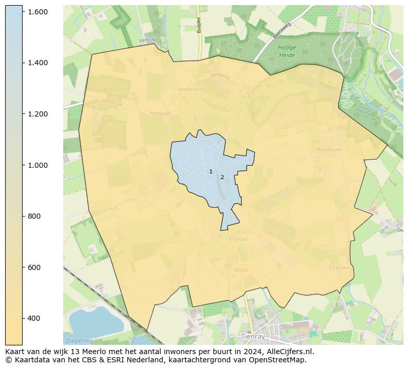 Kaart van de wijk 13 Meerlo met het aantal inwoners per buurt in 2024. Op deze pagina vind je veel informatie over inwoners (zoals de verdeling naar leeftijdsgroepen, gezinssamenstelling, geslacht, autochtoon of Nederlands met een immigratie achtergrond,...), woningen (aantallen, types, prijs ontwikkeling, gebruik, type eigendom,...) en méér (autobezit, energieverbruik,...)  op basis van open data van het centraal bureau voor de statistiek en diverse andere bronnen!