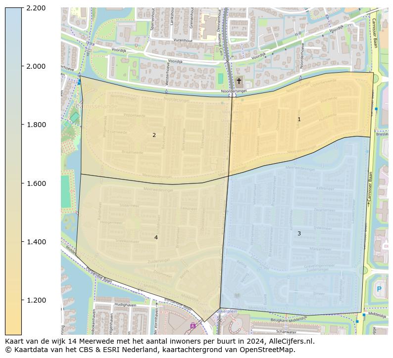 Kaart van de wijk 14 Meerwede met het aantal inwoners per buurt in 2024. Op deze pagina vind je veel informatie over inwoners (zoals de verdeling naar leeftijdsgroepen, gezinssamenstelling, geslacht, autochtoon of Nederlands met een immigratie achtergrond,...), woningen (aantallen, types, prijs ontwikkeling, gebruik, type eigendom,...) en méér (autobezit, energieverbruik,...)  op basis van open data van het Centraal Bureau voor de Statistiek en diverse andere bronnen!