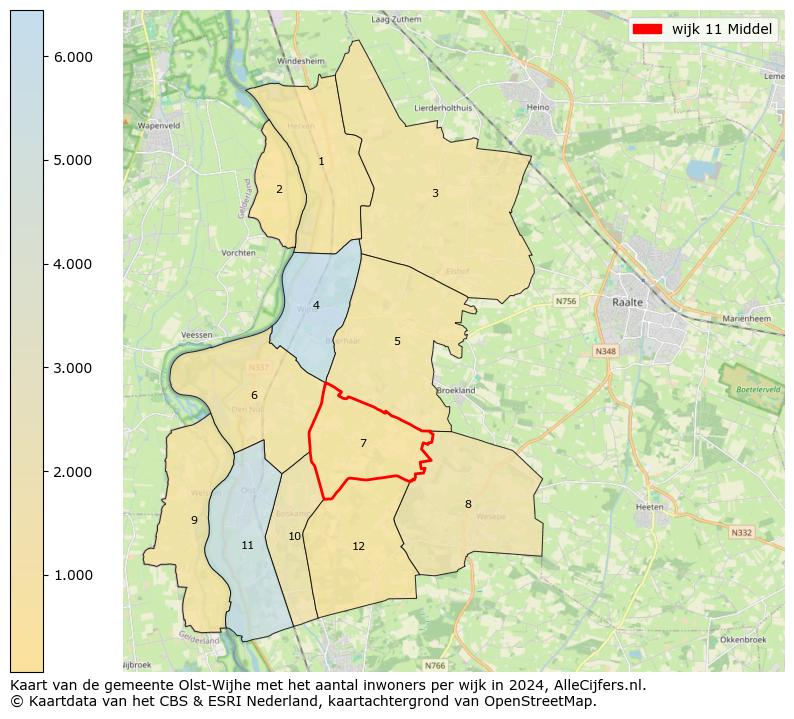 Kaart van de gemeente Olst-Wijhe met het aantal inwoners per wijk in 2024. Op deze pagina vind je veel informatie over inwoners (zoals de verdeling naar leeftijdsgroepen, gezinssamenstelling, geslacht, autochtoon of Nederlands met een immigratie achtergrond,...), woningen (aantallen, types, prijs ontwikkeling, gebruik, type eigendom,...) en méér (autobezit, energieverbruik,...)  op basis van open data van het centraal bureau voor de statistiek en diverse andere bronnen!