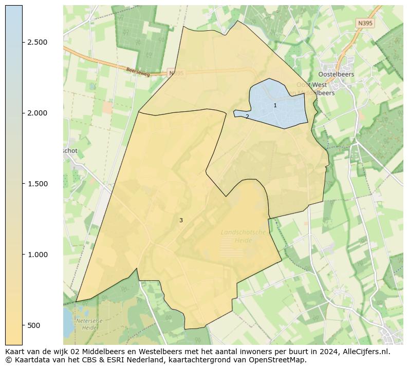 Kaart van de wijk 02 Middelbeers en Westelbeers met het aantal inwoners per buurt in 2024. Op deze pagina vind je veel informatie over inwoners (zoals de verdeling naar leeftijdsgroepen, gezinssamenstelling, geslacht, autochtoon of Nederlands met een immigratie achtergrond,...), woningen (aantallen, types, prijs ontwikkeling, gebruik, type eigendom,...) en méér (autobezit, energieverbruik,...)  op basis van open data van het centraal bureau voor de statistiek en diverse andere bronnen!