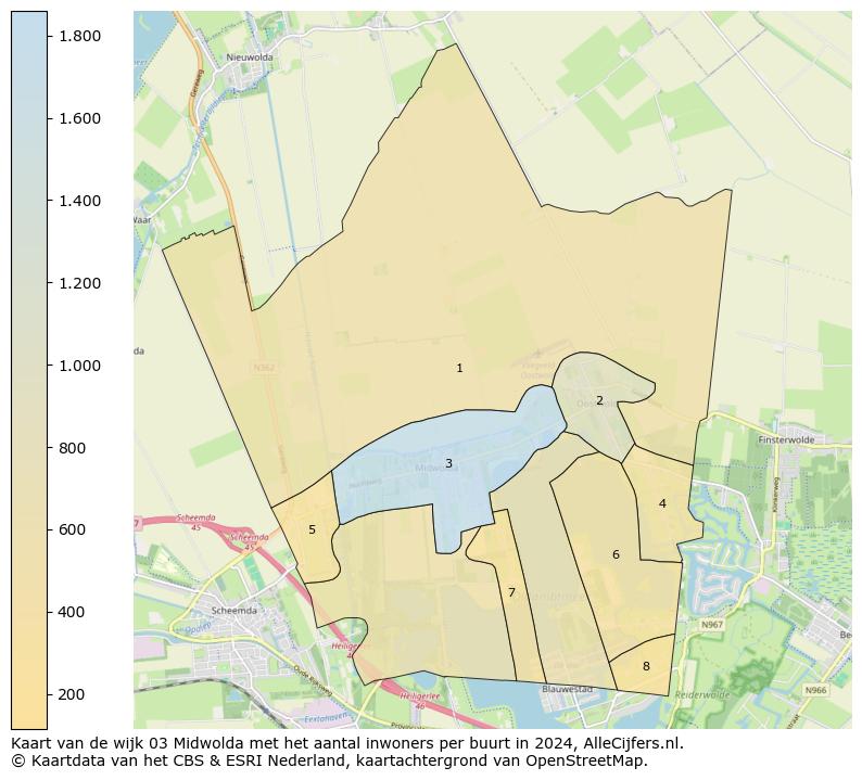 Kaart van de wijk 03 Midwolda met het aantal inwoners per buurt in 2024. Op deze pagina vind je veel informatie over inwoners (zoals de verdeling naar leeftijdsgroepen, gezinssamenstelling, geslacht, autochtoon of Nederlands met een immigratie achtergrond,...), woningen (aantallen, types, prijs ontwikkeling, gebruik, type eigendom,...) en méér (autobezit, energieverbruik,...)  op basis van open data van het centraal bureau voor de statistiek en diverse andere bronnen!