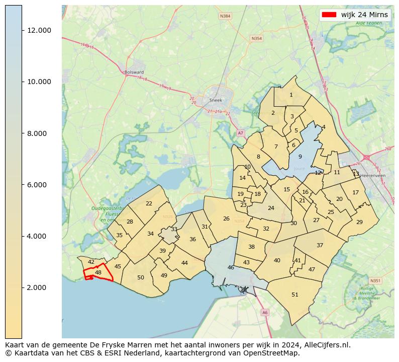 Kaart van de gemeente De Fryske Marren met het aantal inwoners per wijk in 2024. Op deze pagina vind je veel informatie over inwoners (zoals de verdeling naar leeftijdsgroepen, gezinssamenstelling, geslacht, autochtoon of Nederlands met een immigratie achtergrond,...), woningen (aantallen, types, prijs ontwikkeling, gebruik, type eigendom,...) en méér (autobezit, energieverbruik,...)  op basis van open data van het centraal bureau voor de statistiek en diverse andere bronnen!