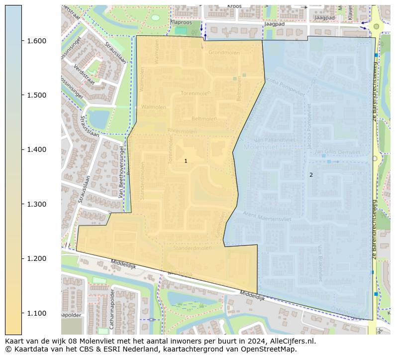 Kaart van de wijk 08 Molenvliet met het aantal inwoners per buurt in 2024. Op deze pagina vind je veel informatie over inwoners (zoals de verdeling naar leeftijdsgroepen, gezinssamenstelling, geslacht, autochtoon of Nederlands met een immigratie achtergrond,...), woningen (aantallen, types, prijs ontwikkeling, gebruik, type eigendom,...) en méér (autobezit, energieverbruik,...)  op basis van open data van het Centraal Bureau voor de Statistiek en diverse andere bronnen!