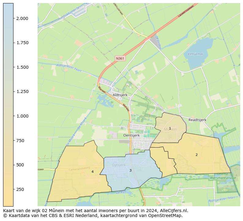 Kaart van de wijk 02 Mûnein met het aantal inwoners per buurt in 2024. Op deze pagina vind je veel informatie over inwoners (zoals de verdeling naar leeftijdsgroepen, gezinssamenstelling, geslacht, autochtoon of Nederlands met een immigratie achtergrond,...), woningen (aantallen, types, prijs ontwikkeling, gebruik, type eigendom,...) en méér (autobezit, energieverbruik,...)  op basis van open data van het centraal bureau voor de statistiek en diverse andere bronnen!