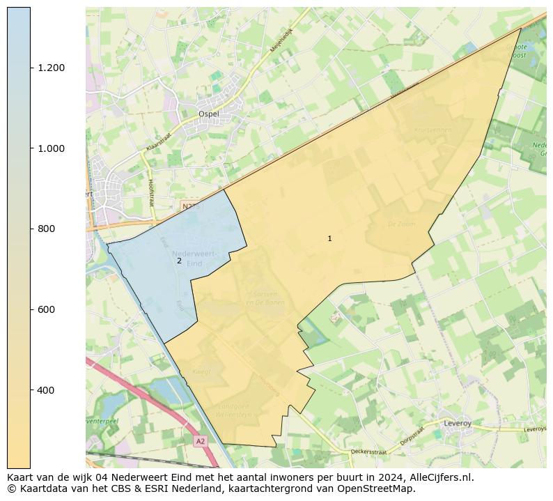 Kaart van de wijk 04 Nederweert Eind met het aantal inwoners per buurt in 2024. Op deze pagina vind je veel informatie over inwoners (zoals de verdeling naar leeftijdsgroepen, gezinssamenstelling, geslacht, autochtoon of Nederlands met een immigratie achtergrond,...), woningen (aantallen, types, prijs ontwikkeling, gebruik, type eigendom,...) en méér (autobezit, energieverbruik,...)  op basis van open data van het centraal bureau voor de statistiek en diverse andere bronnen!