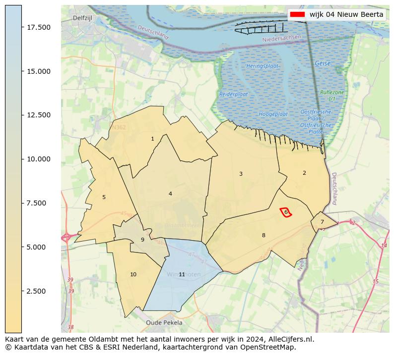 Kaart van de gemeente Oldambt met het aantal inwoners per wijk in 2024. Op deze pagina vind je veel informatie over inwoners (zoals de verdeling naar leeftijdsgroepen, gezinssamenstelling, geslacht, autochtoon of Nederlands met een immigratie achtergrond,...), woningen (aantallen, types, prijs ontwikkeling, gebruik, type eigendom,...) en méér (autobezit, energieverbruik,...)  op basis van open data van het centraal bureau voor de statistiek en diverse andere bronnen!